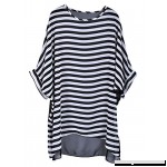 Simplicity Women's Chiffon Oversized Stripes Beach Swimwear Cover-Up Black White Stripe B00U124FSU